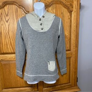 KUHL Chianti Fleece Hoodie Women’s Sz Medium Grey Wool Blend Cowl Neck Pullover